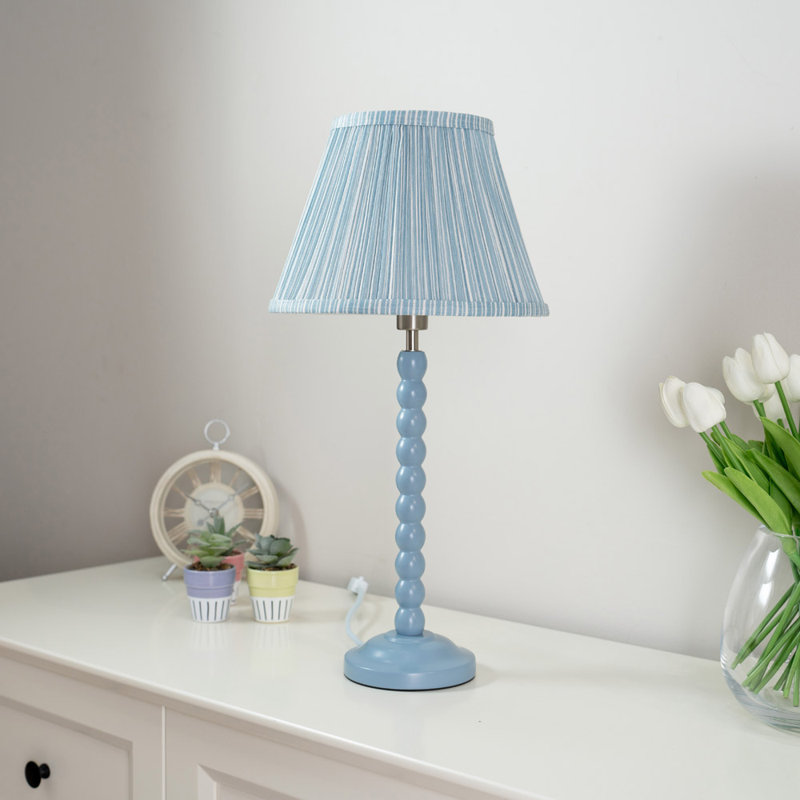 Fleuriel Wood Table Lamp, Blue
