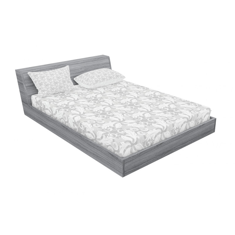 Microfiber Floral Sheet Set, Queen Sheet Set with Fitted Sheet, White/Gray Floral