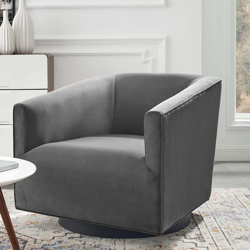 Fauteuil pivotant en velours Twist, Gris