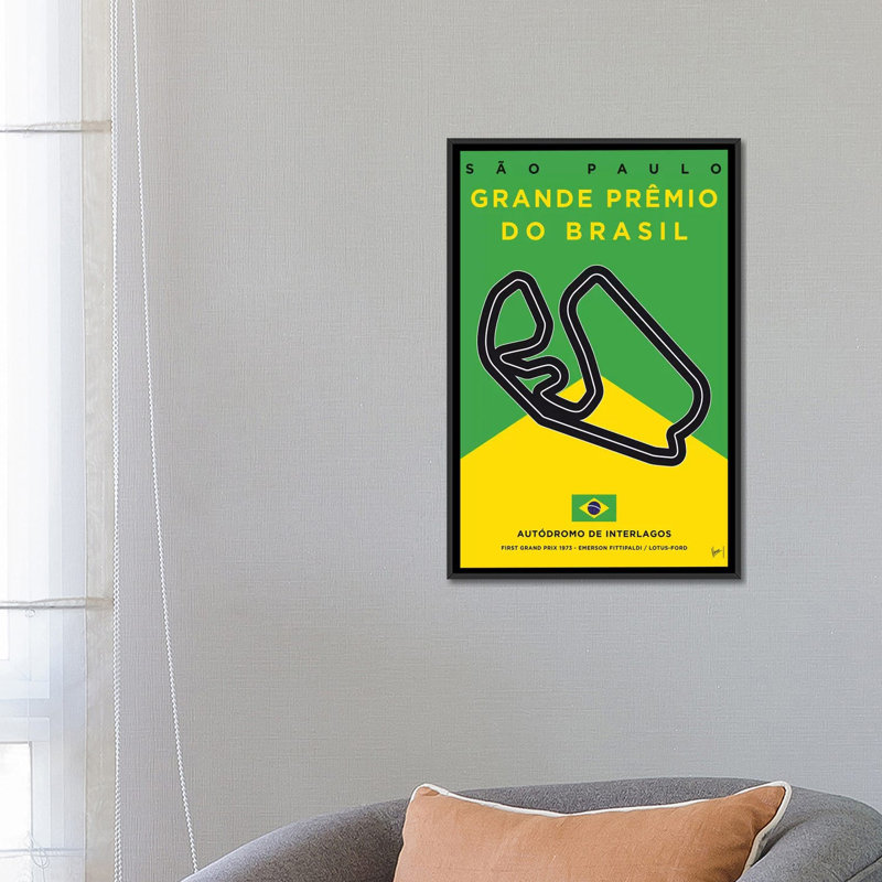 «Minimal Film», Interlagos Track, impression sur toile, H 26 po x l 18 po x P 1,5 po, Toile avec cadre noir, Pas de tapis
