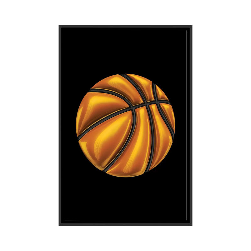 «Basketball», impression sur toile, H 26 po x l 18 po x P 1,5 po, Toile avec cadre noir, Pas de tapis