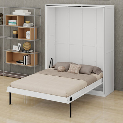 Lit mural multifonctionnel avec rangement dissimulé, parfait pour les petites pièces et les bureaux à domicile