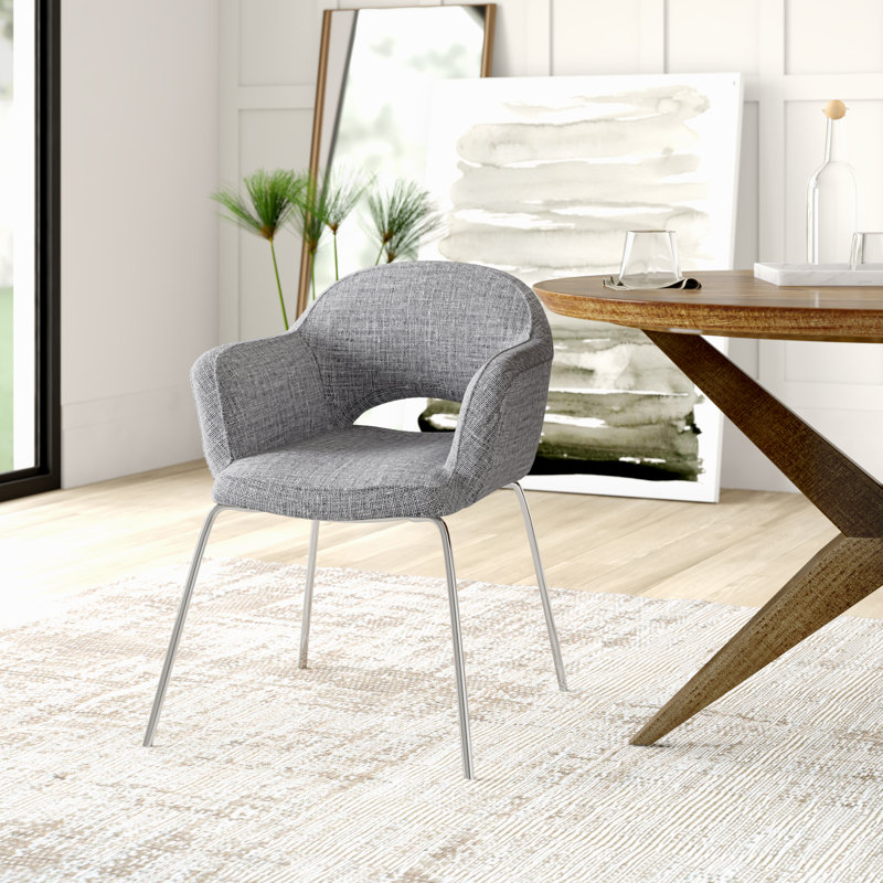 Chaise avec accoudoirs en tissu, Velours gris pâle