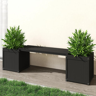 Banc d'extérieur avec jardinières, sièges et présentoir à plantes, porte-pots à fond ouvert