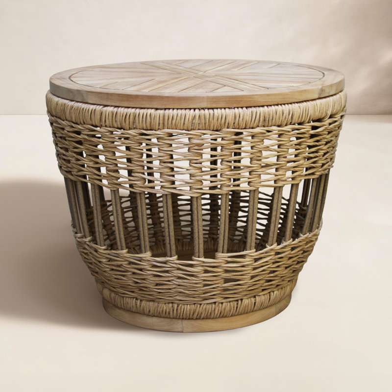 Dunkirk Round Wicker Outdoor Side Table , 24'' in. W 24'' in. D