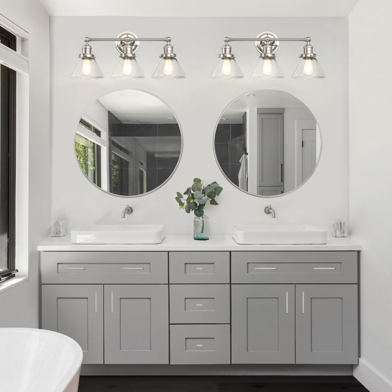 Éclairage de salle de bain à intensité variable 3 lumières Vannatta, Nickel satiné