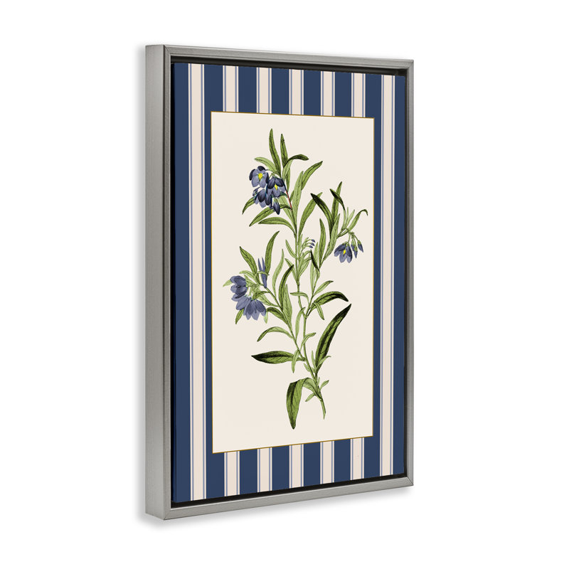 Cadre flottant rétro sur une plante, rayé par Corinne Haig, Cadre flottant gris lustré, H 25 po x l 17 po