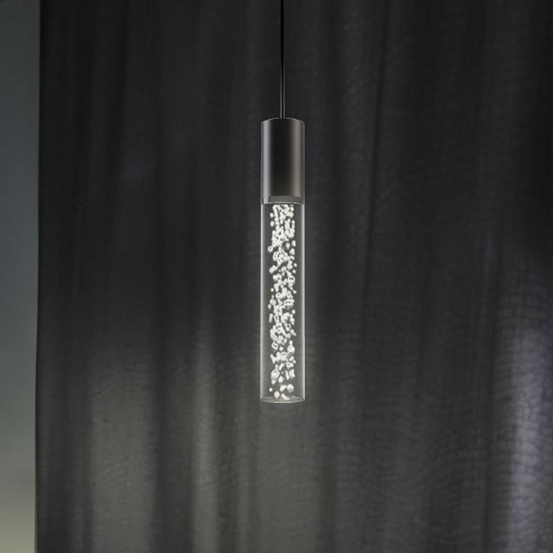 Luminaire suspendu simple en acrylique 1 po Bubbles - 3 W, Noir mat
