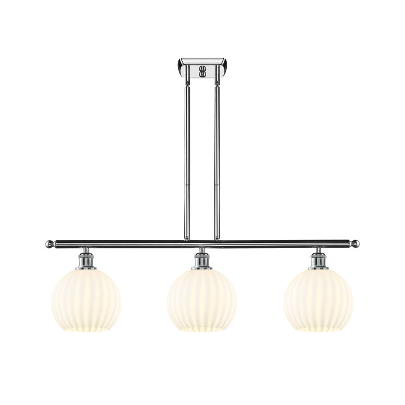 Luminaire suspendu pour îlot suspendu 3 lumières Ballston Venetian, H 11 po x l 36 po x P 8 po, Chrome poli