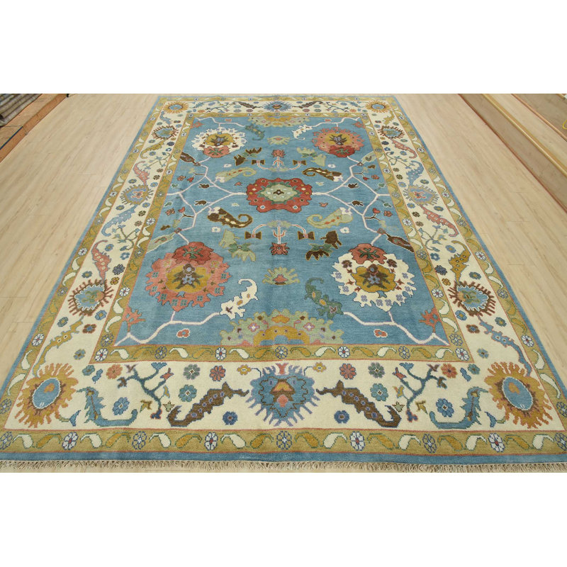 Tapis bleu unique de 9 pi x 11 pi 8 po