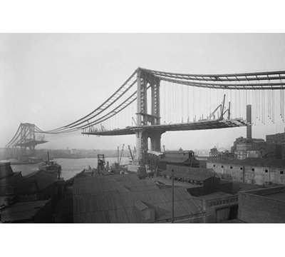 " Manhattan Suspension Bridge Under Construction "