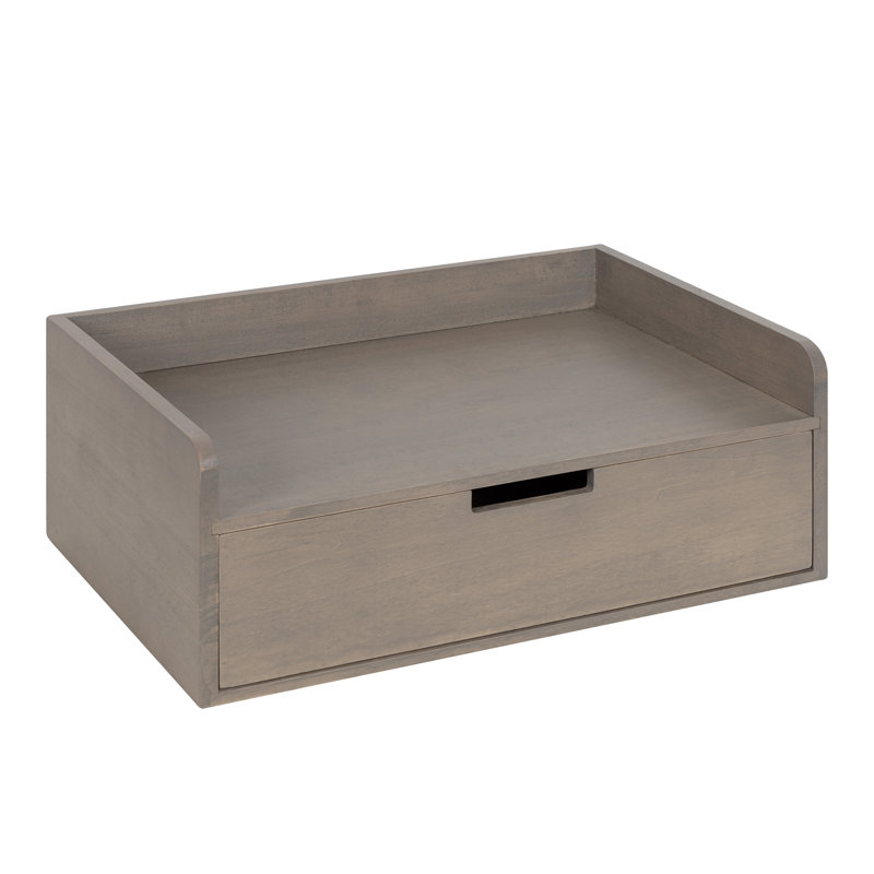 Casiano Poplar Accent Shelf with Drawer, Gray
