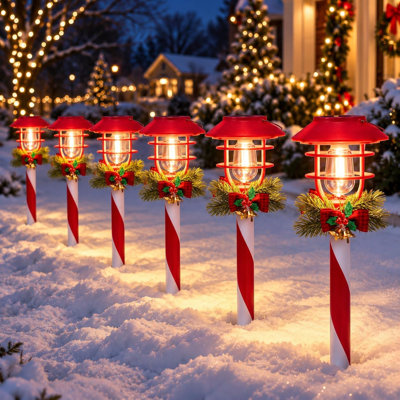Ensemble de 4 lumières de Noël à DEL pour allée, allée et pelouse