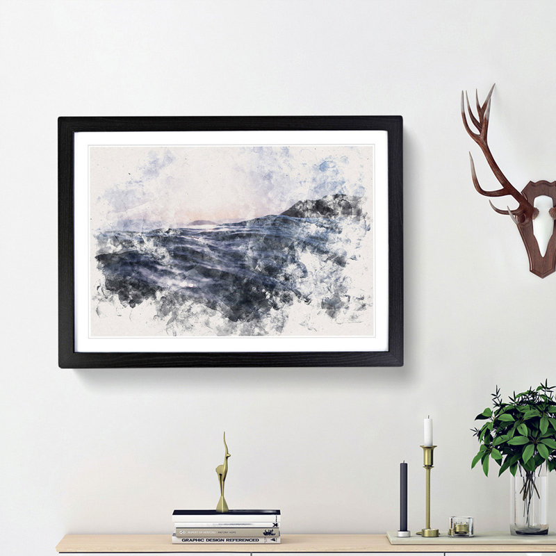 Ocean Moods - Picture Frame Graphic Art Print, 45cm H x 63cm W x 2cm D, Black Framed