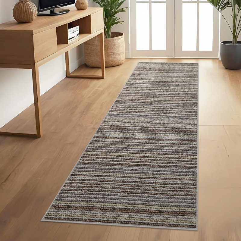 Tapis de couloir lavable avec tapis décoratif abstrait moderne avec envers antidérapant, Tapis de couloir 2 pi x 6 pi