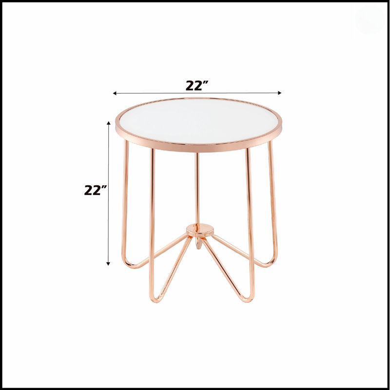 Table de bout Alivia en verre givré et finition or rose, élégante et fonctionnelle pour les espaces de vie modernes