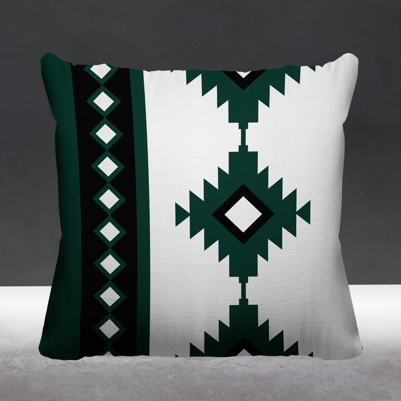 Coussin intérieur / extérieur Carlos Southwestern, L 19 po x H 19 po, Émeraude