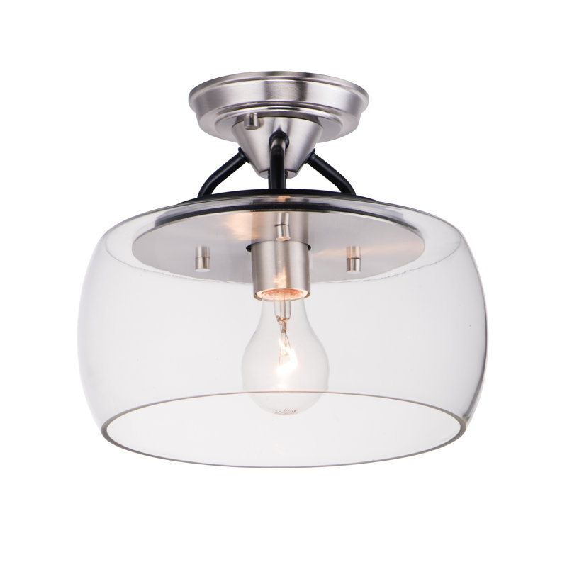 Roseta Glass Semi Flush Mount, Black/Satin Nickel