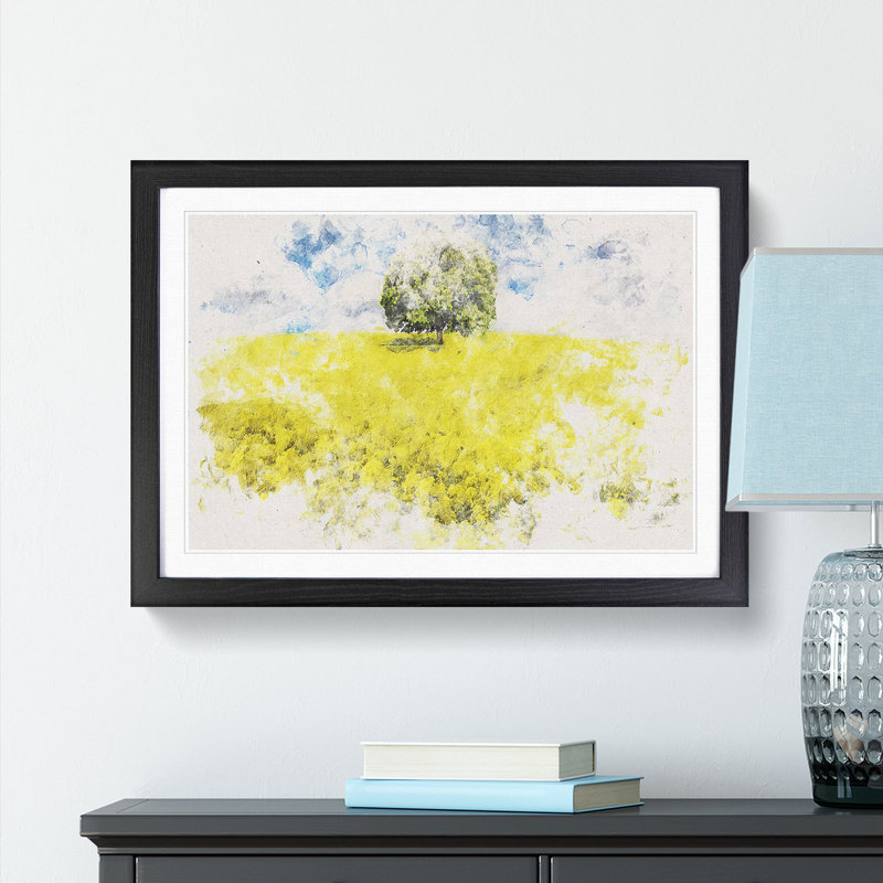 Chestnut Tree in Spring - Picture Frame Painting Print, 40cm H x 60cm W x 2cm D, Black Framed