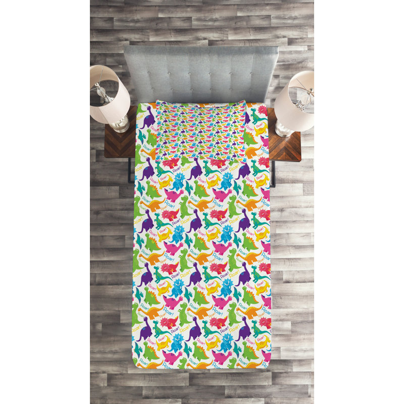 Jurassic Polyester Coverlet, Twin Bedspread + 1 Sham
