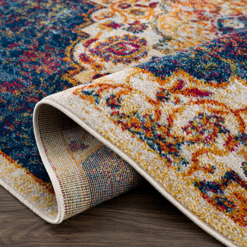 Tapis oriental bleu Edwa, Rectangle 7 pi 10 po x 10 pi 3 po