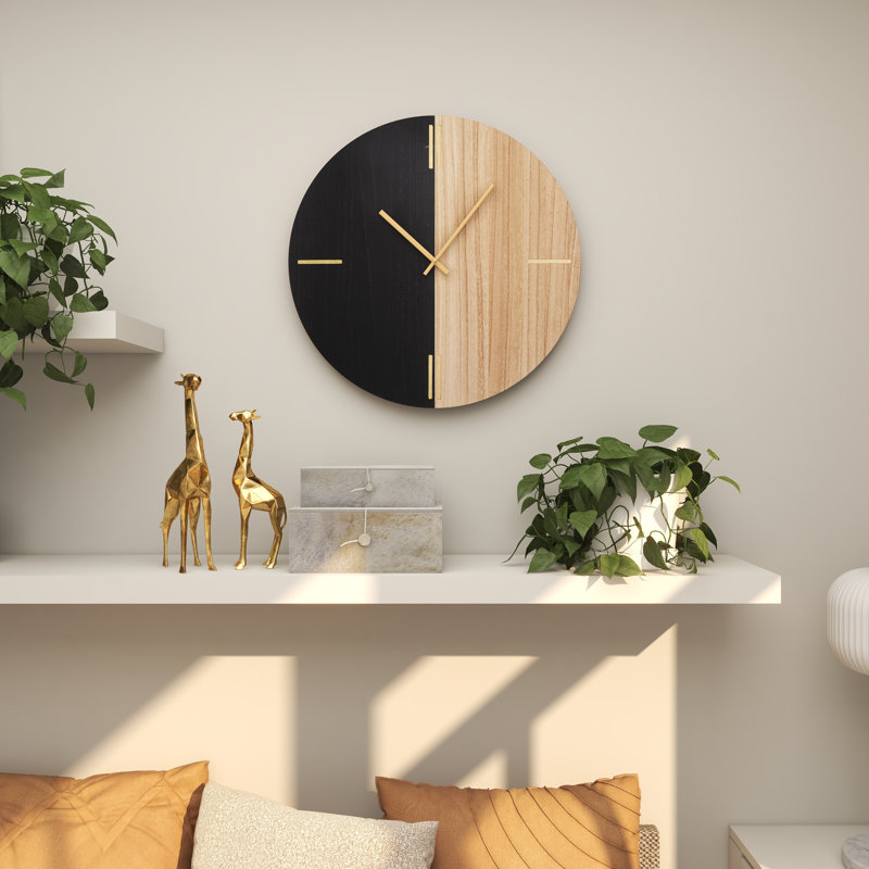 Wood Wall Clock, Black/Brown