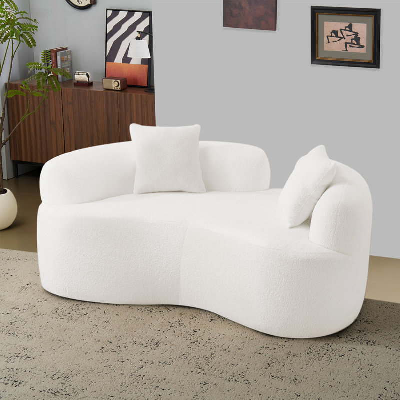 Causeuse incurvée confortable avec éponge à compression complète, tissu de velours en peluche, conception sans assemblage pour se détendre et se rassembler