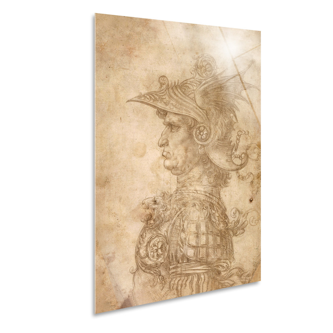 Wandbild Warrior mit Helm von Leonardo da Vinci