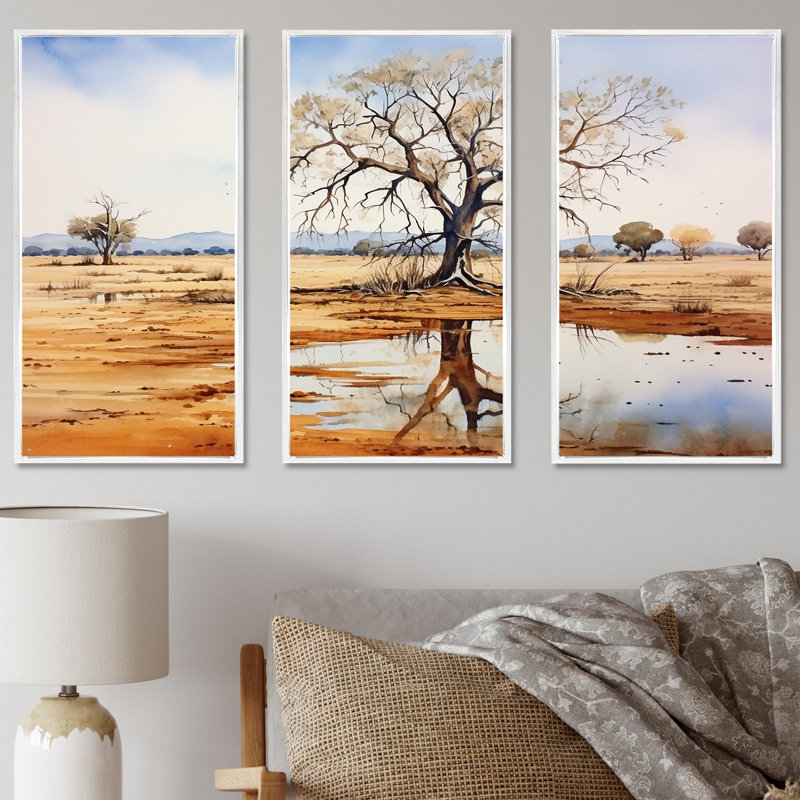 Paysage australien australien V - Australie, art mural, Cadre flottant blanc, H 32 po x l 48 po x P 1 po