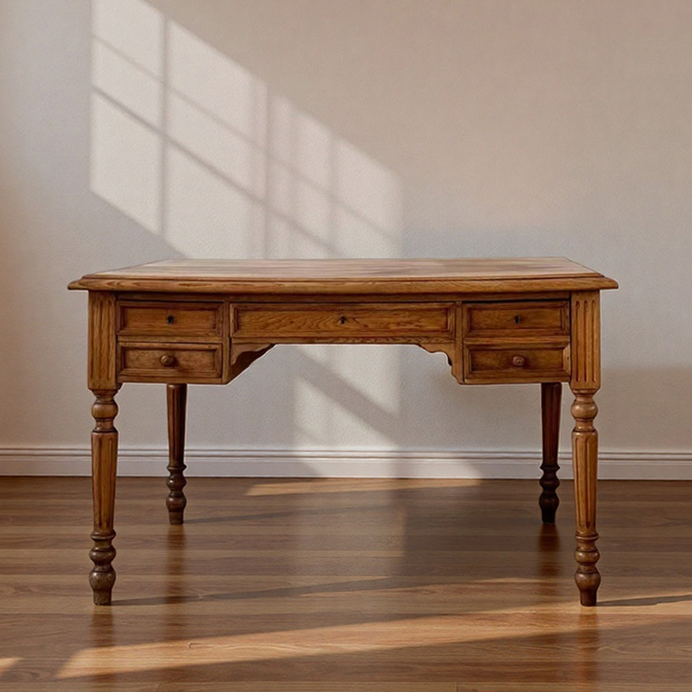 Canora Grey Retro And Durable Oak Drawer Writing Desk | Wayfair