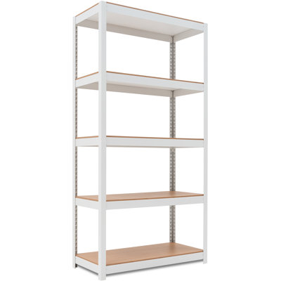35.9"W Adjustable 5-Tier Shelf for Closet, Pantry & Home Office, White, 1Pack