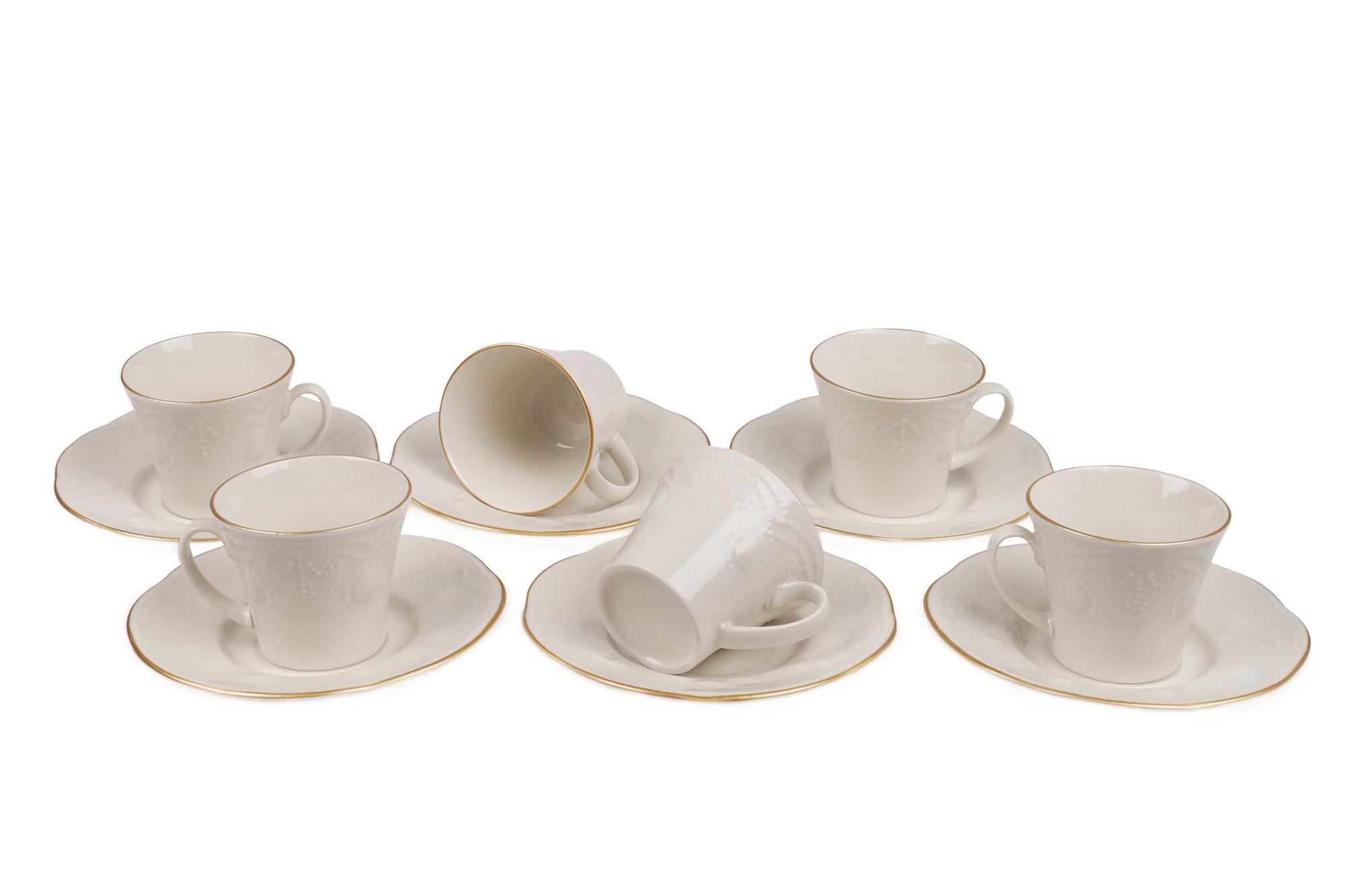 2-OZ White Porcelain Espresso Cup and Saucer - Set of Six