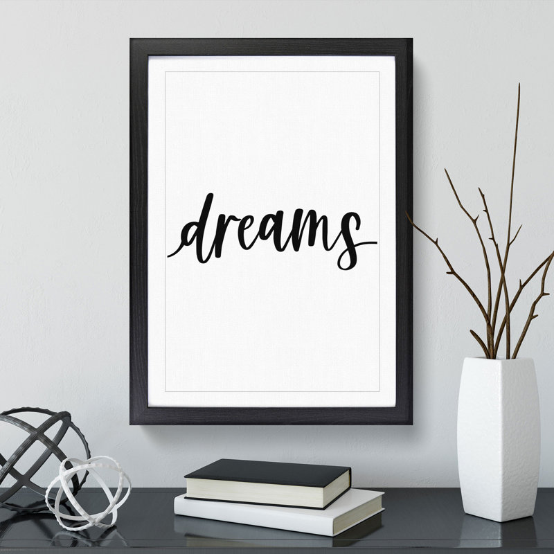 Sweet Dream No.3 - Picture Frame Typography, Black Framed, 48cm H x 36cm W x 2cm D