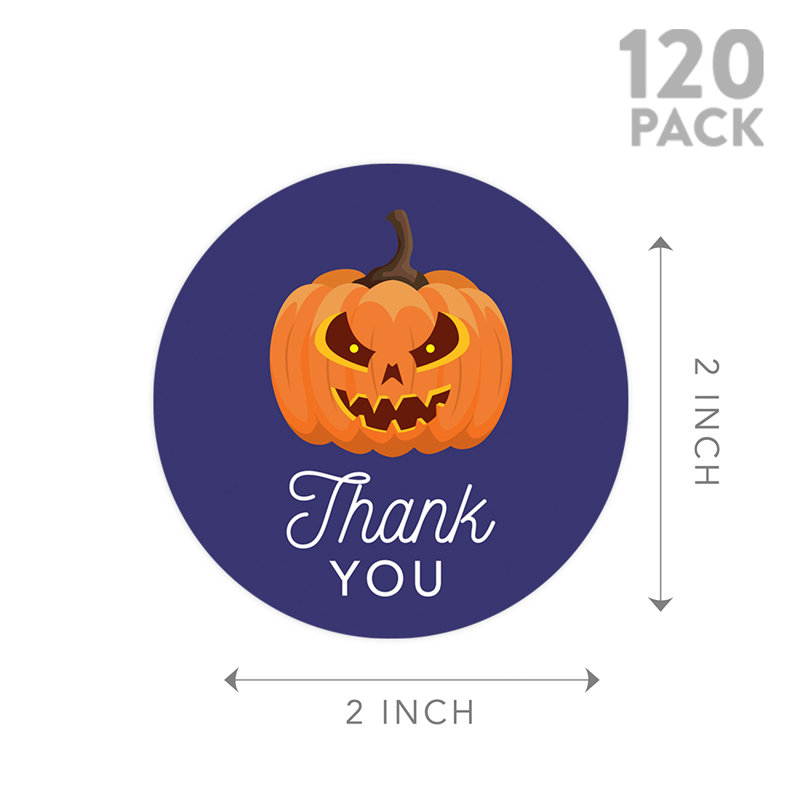 Autocollants de joyeux Halloween, Merci, citrouille