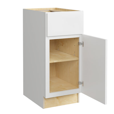 Gallery Express Briar Plywood Assembled 15 in W X 24 in D X 34.5 in H Base Kitchen Cabinet with Drawer Right in White
