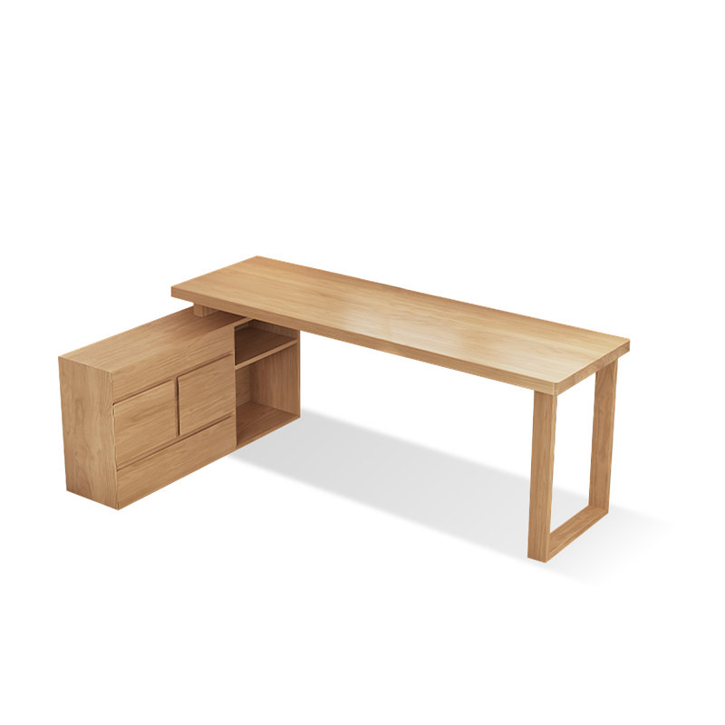 Bureau rectangulaire en bois massif avec 2 tiroirs Burlywood, H 29,53 po x l 86,61 po x P 47,24 po