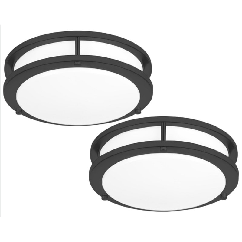 Hanz Selectable LED 2700K, 3000K,3500K, 4000K, 5000K Flush Mount Ceiling Light, Matte Black, 3.3" H x 13" W x 13" D
