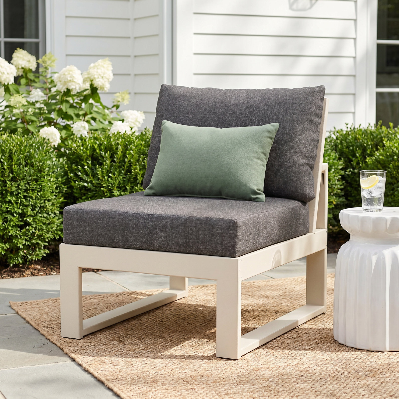POLYWOOD® Edge Modular Armless Chair, Sand, Ash Charcoal Revolution®