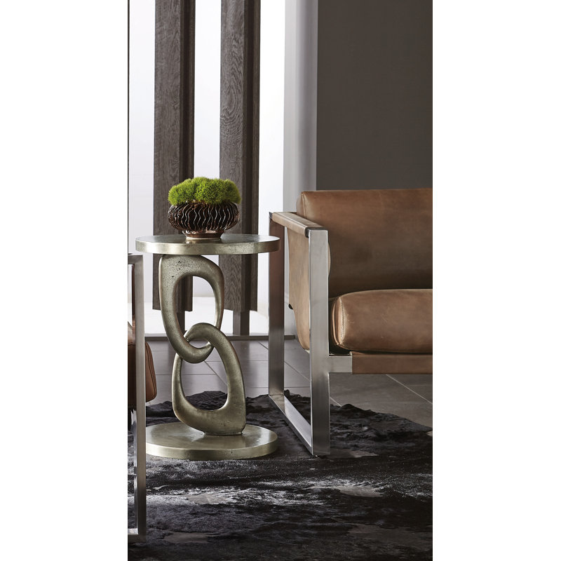 Transitional Gold Metal Round Chairside Table 16"