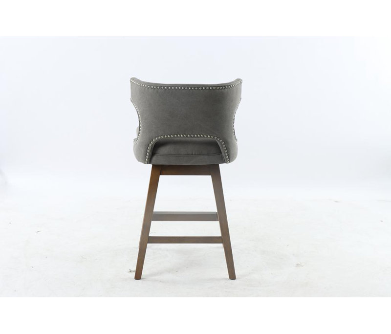 Carter Wingback Upholstered 26-inch Counter Stool With Brown Finished Legs