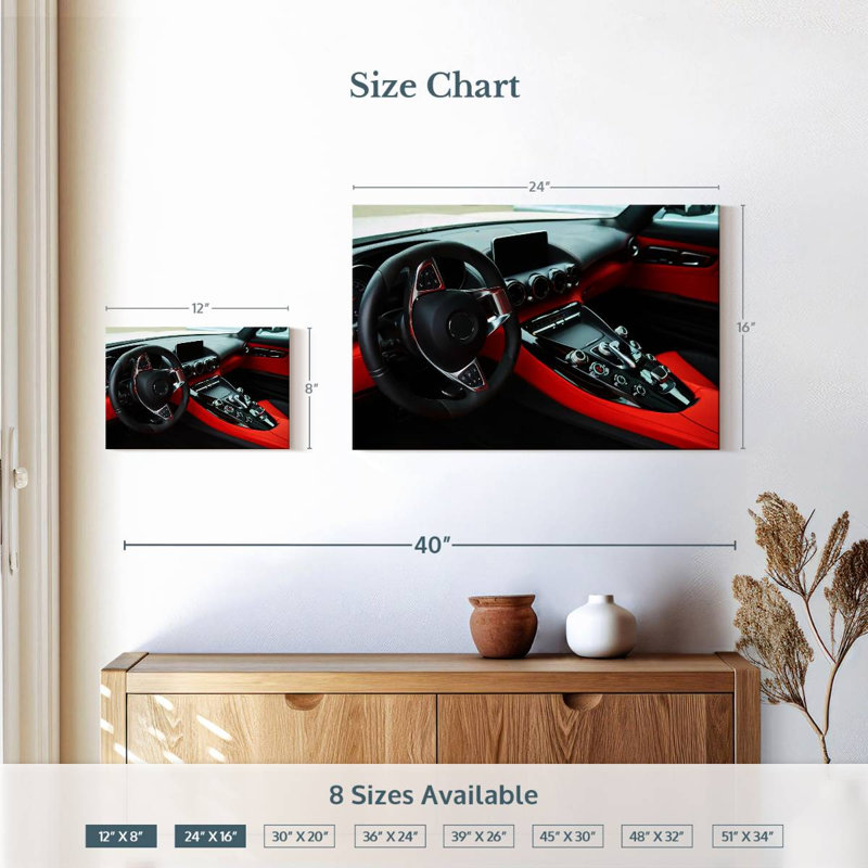 Mehar Black And Red Car Interior, 16" H x 24" W