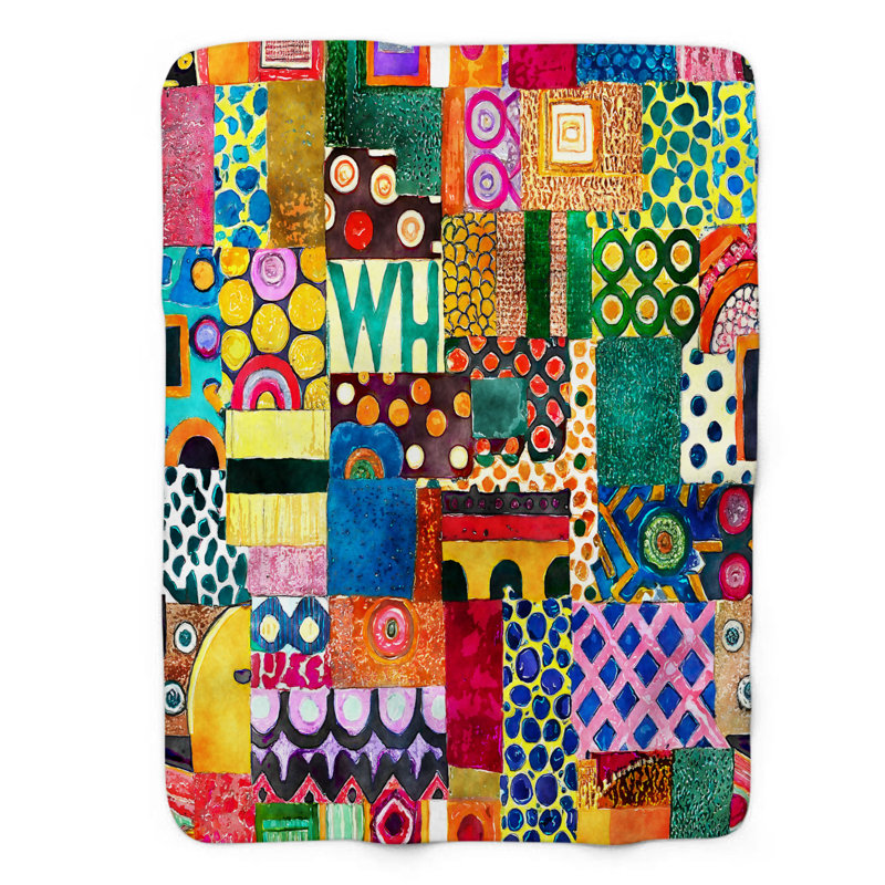 Mosaïques colorées - couverture sherpa de qualité supérieure 1 pièce, Lit simple