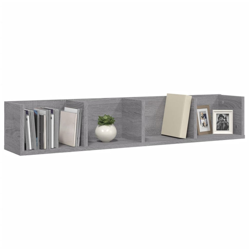 vidaXL Wall Shelf Floating Display Shelf Wall Mounted Shelf for Photo Frame, Gray Sonoma