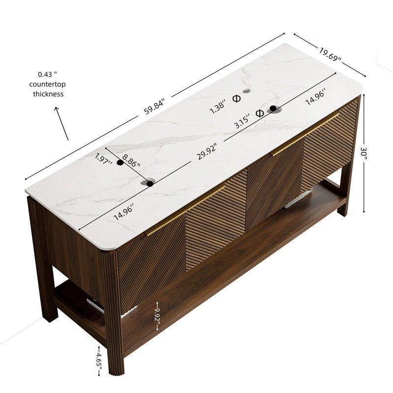 Armoire sur pied INDIGO 60 po avec 4 portes et tablette ouverte INDIGO, 60"