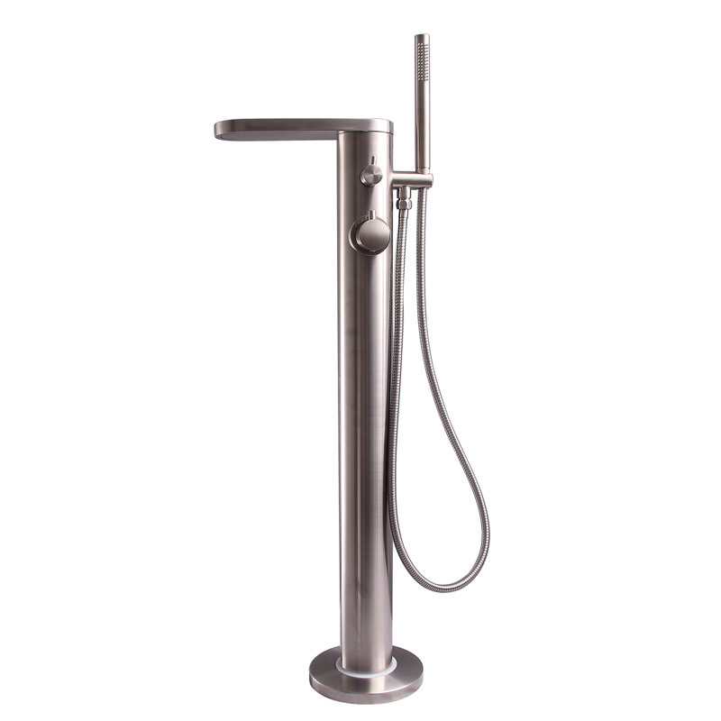 McWay 1 Handle Bathroom Tub Filler with Diverter, Brushed Stainless