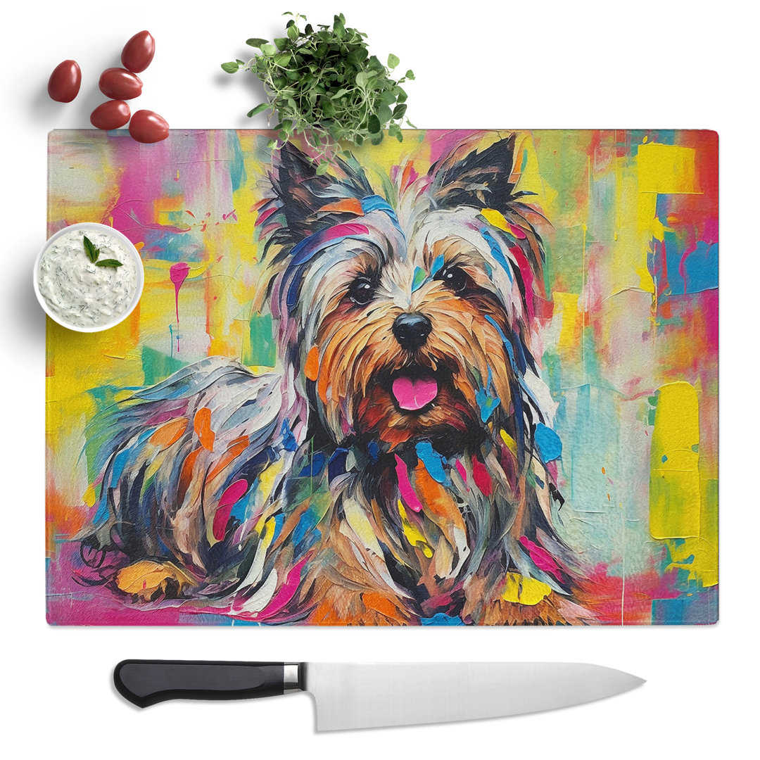 Yorkshire Terrier Gestural  Glass Chopping Board