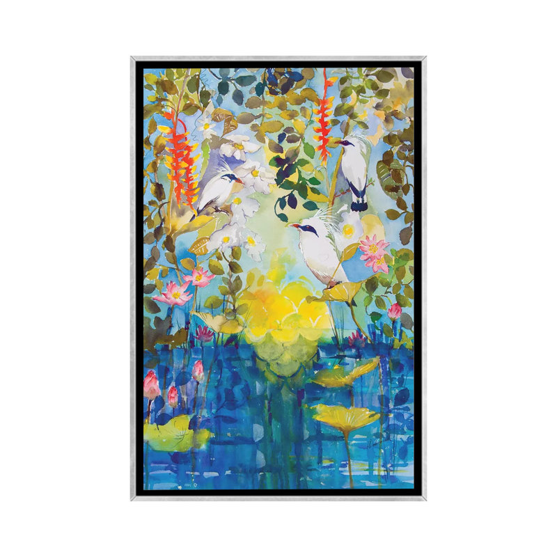 Paradis - reproduction d'art murale - toile encadrée, Argent argent, H 48 po x l 32 po
