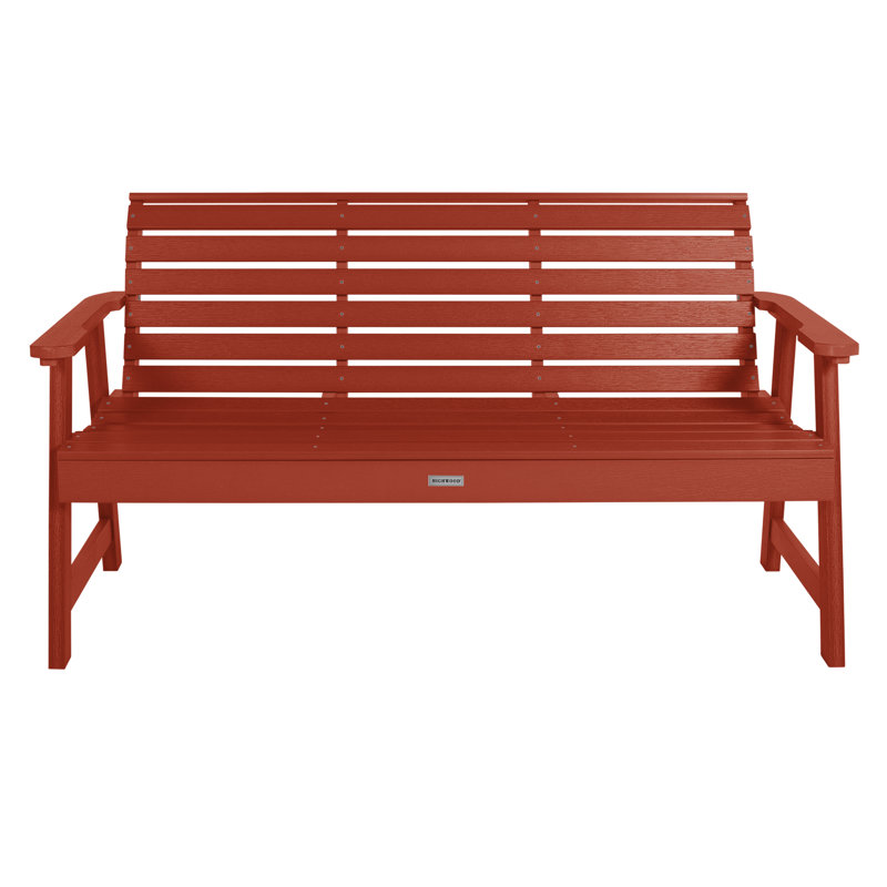 Banc de jardin en plastique Midwest, H 35 po x l 64 po x P 25 po, Rouge rustique