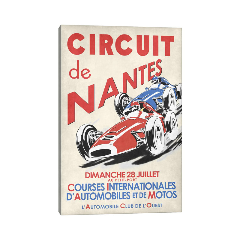 «Circuit de nantes» par Mark Rogan, reproduction d'art graphique, H 26 po x l 18 po x 1,5 po, Toile tendue, Aucun mat