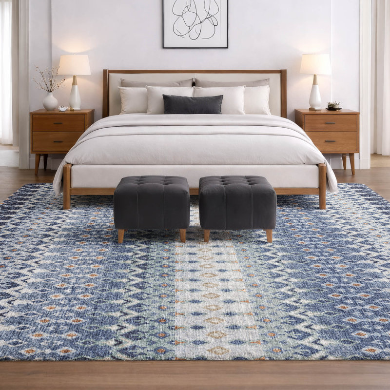 Premium Machine Washable Dream Shag ADS72 Tribal Rug, Seaglass, 9' x 12'